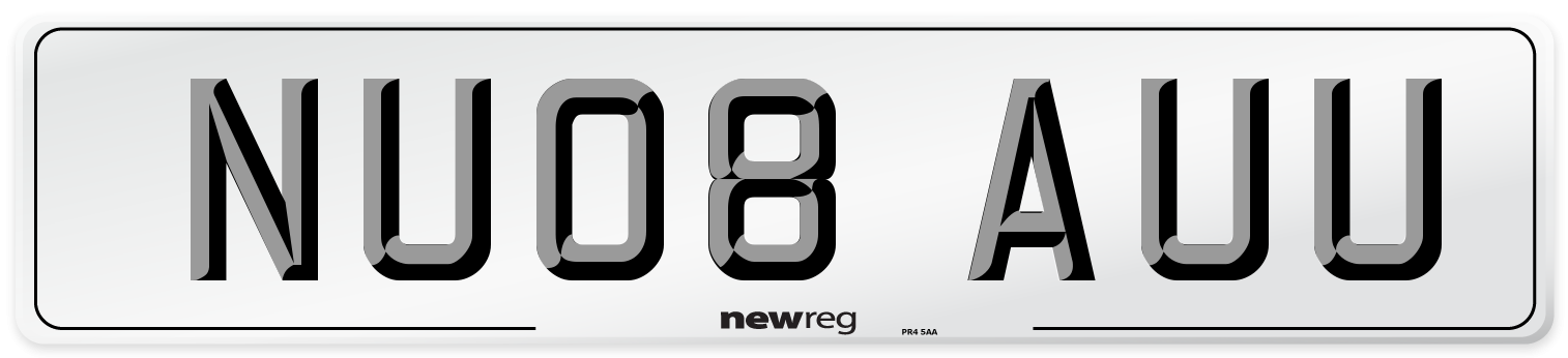 NU08 AUU Number Plate from New Reg